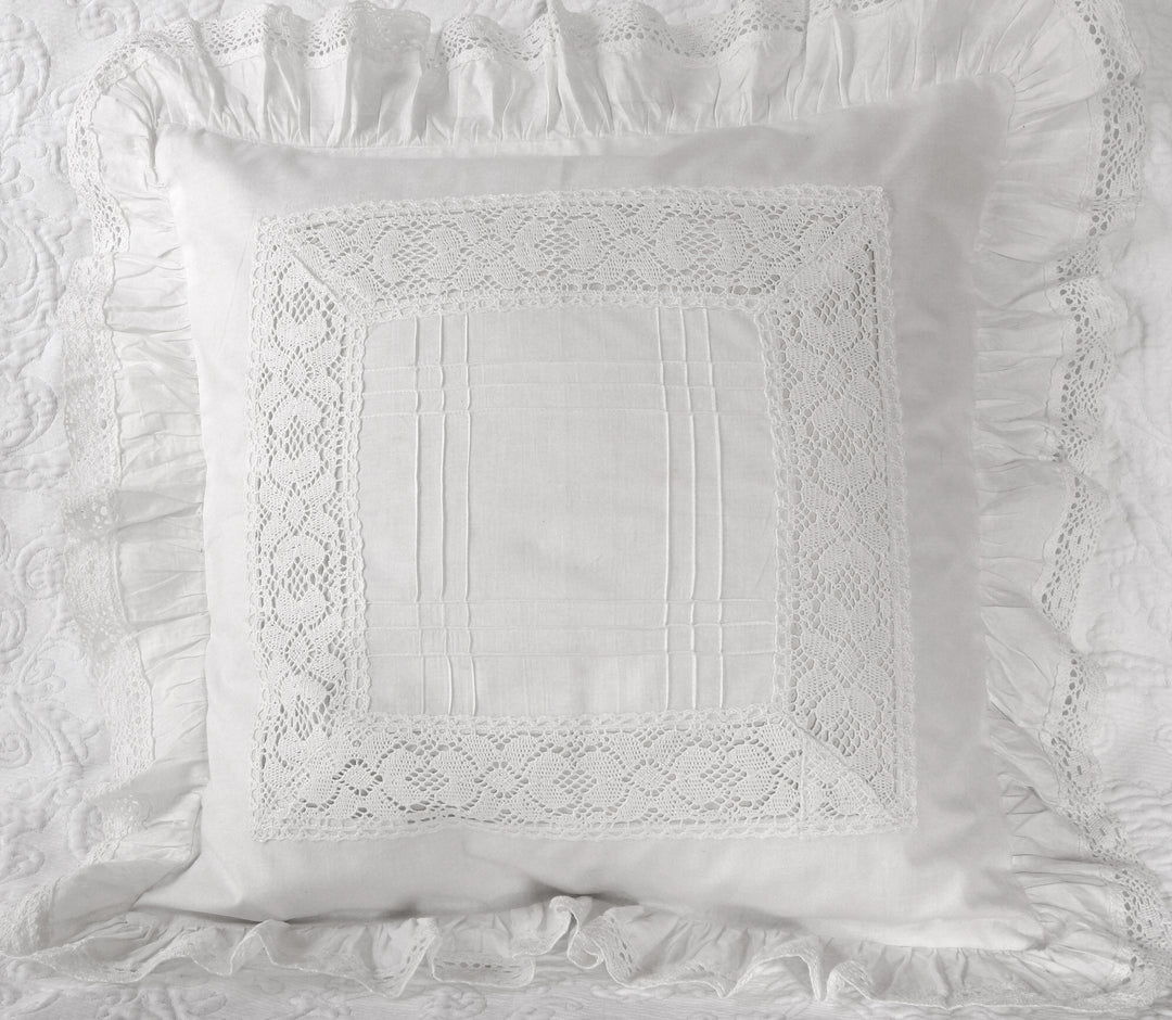 Vintage Cotton Sham with Pin Tucks & Lace – Shabby Chic Style – ONLY ...